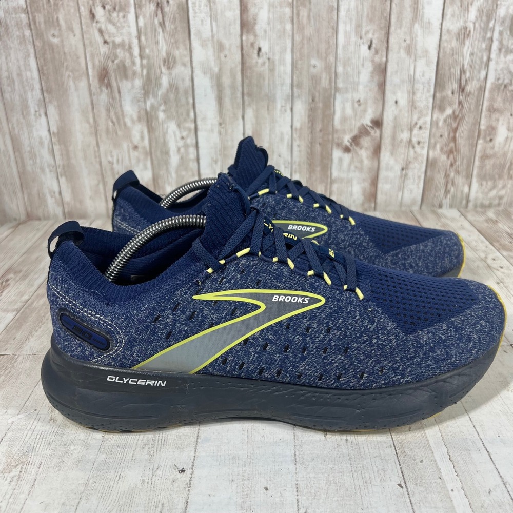Brooks Glycerin StealthFit 20 Mens Running Shoes Blue Yellow 11.5 1103841D404